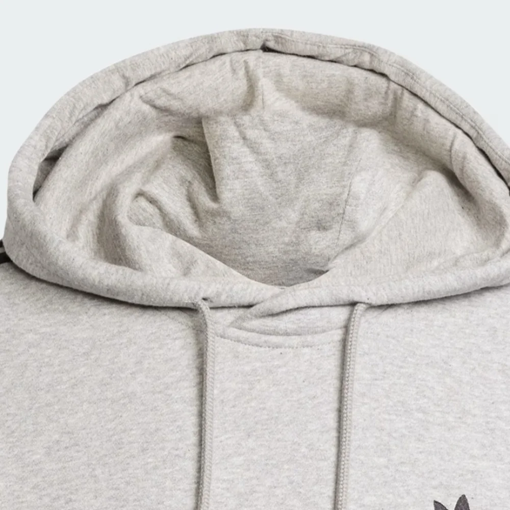 Adidas 3 Stripe Fleece Pullover Medium Heather Gray Hoodie Mens Size Small